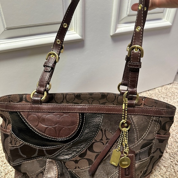 Coach Brown and Black Patchwork Shoulder Bag - Picture 2 of 5